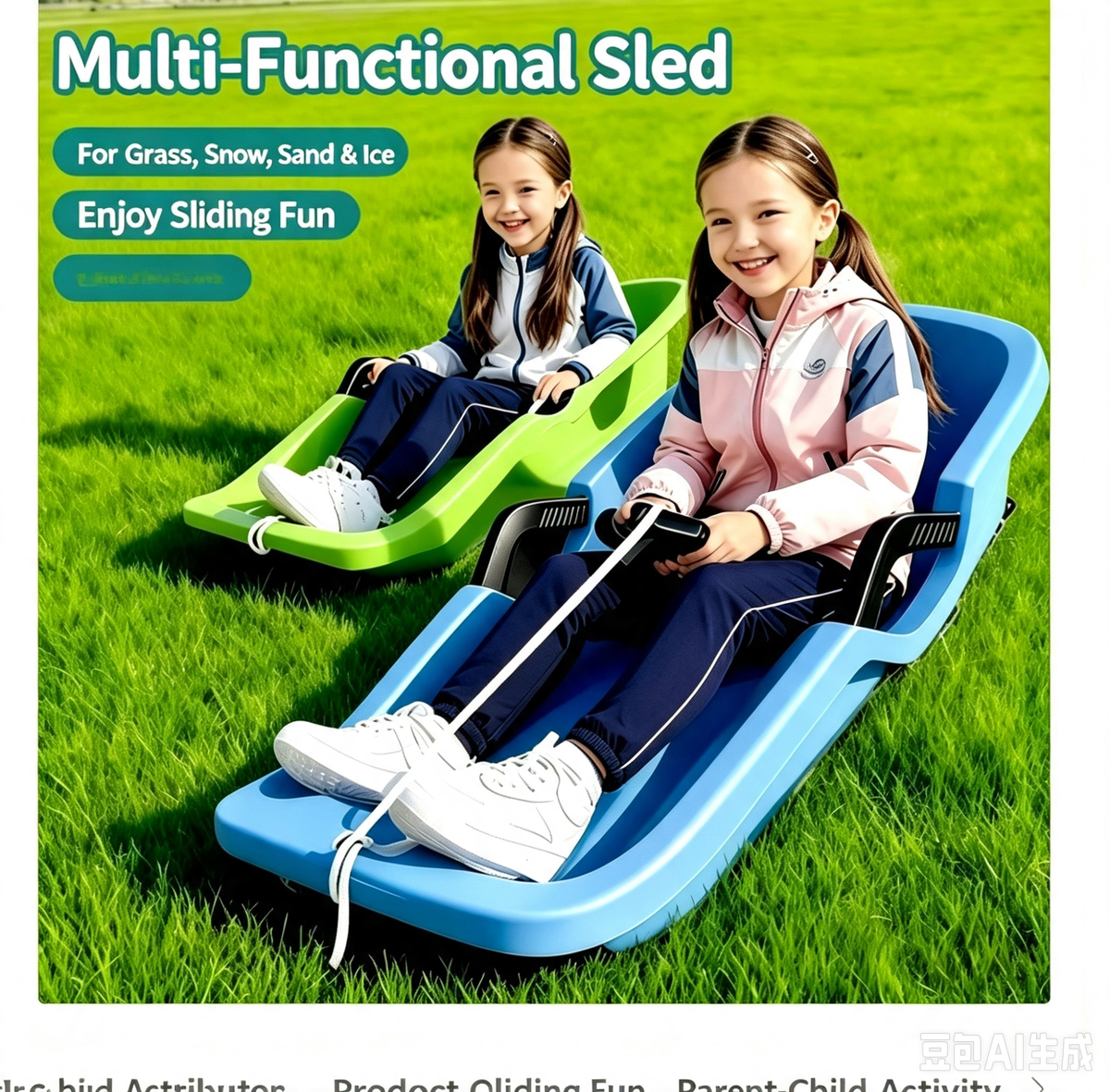 Children's Snowboard Sled Snow Toy Outdoor Sports Thickened Wear-Resistant Slide Board with Brakes Sand Sliding Tool