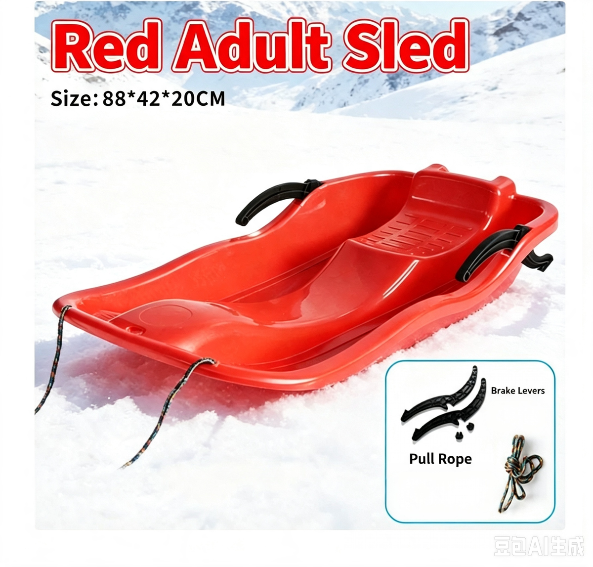 Children's Snowboard Sled Snow Toy Outdoor Sports Thickened Wear-Resistant Slide Board with Brakes Sand Sliding Tool