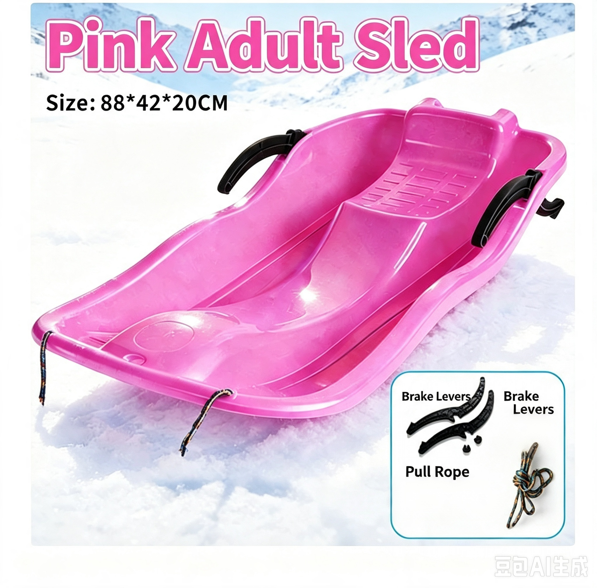 Children's Snowboard Sled Snow Toy Outdoor Sports Thickened Wear-Resistant Slide Board with Brakes Sand Sliding Tool