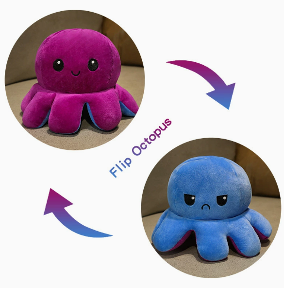 Cute Flip Octopus Doll Oversized Double-sided Flip Face-changing Octopus Doll Sofa Pillow Girls Gift