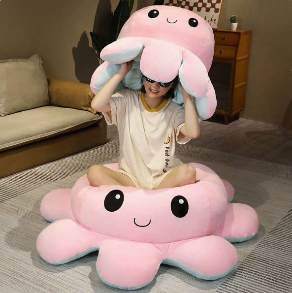 Cute Flip Octopus Doll Oversized Double-sided Flip Face-changing Octopus Doll Sofa Pillow Girls Gift