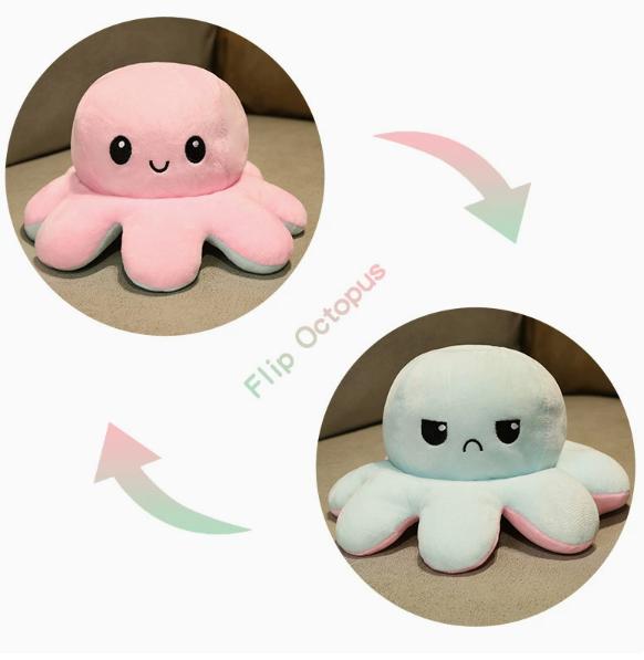 Cute Flip Octopus Doll Oversized Double-sided Flip Face-changing Octopus Doll Sofa Pillow Girls Gift