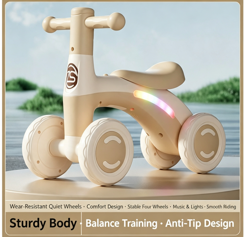 Children's Scooter Balance Car 1-3 Years Old Baby Scooter Kids Baby Four-Wheel Walker Boys and Girls Toys