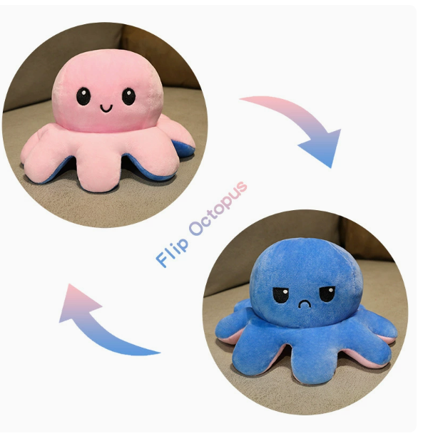 Cute Flip Octopus Doll Oversized Double-sided Flip Face-changing Octopus Doll Sofa Pillow Girls Gift